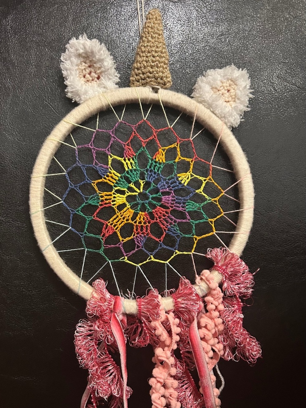 Crochet Unicorn Rainbow Dreamcatcher
